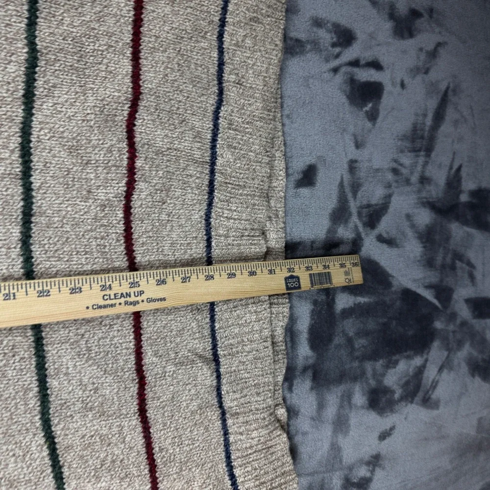 LL Bean Sweater Mens XXL Tall Oatmeal Striped Lambswool Henley Knit 285777